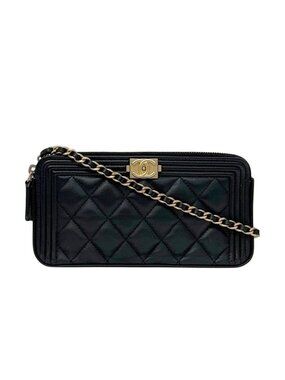 Chanel Shoulder Wallet Black Boy
